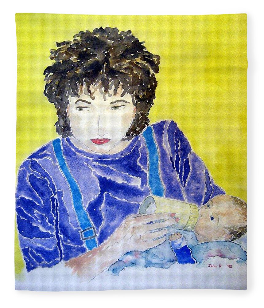 Watercolor Fleece Blanket featuring the painting Mother of Lore by John Klobucher