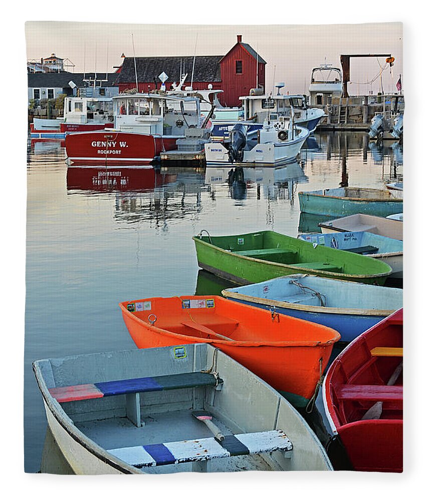 Rockport Fleece Blanket featuring the photograph Motif #1 Rockport MA by Toby McGuire
