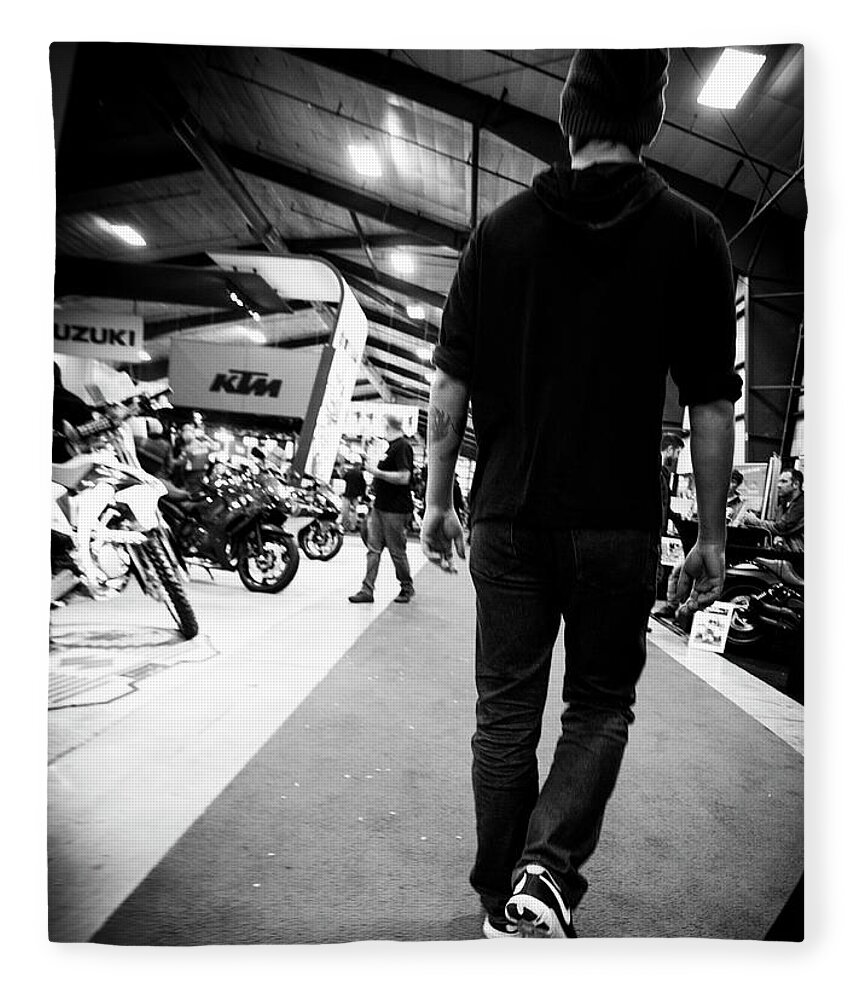 Connor Fleece Blanket featuring the photograph Motorcycle show by Jim Whitley