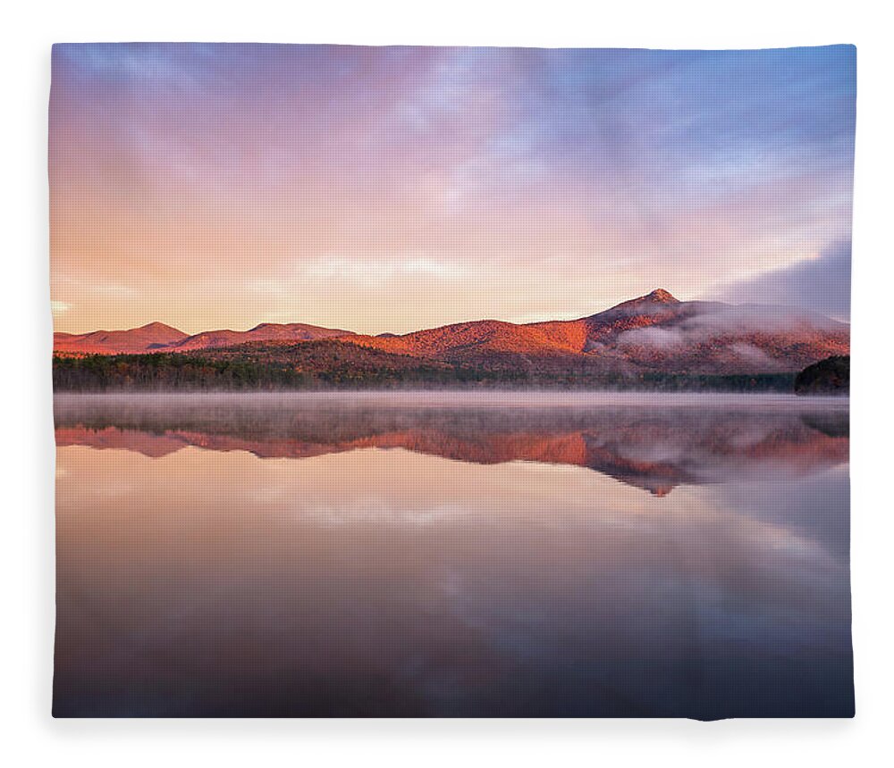 52 With A View Fleece Blanket featuring the photograph Mount Chocorua Autumn Mist by Jeff Sinon