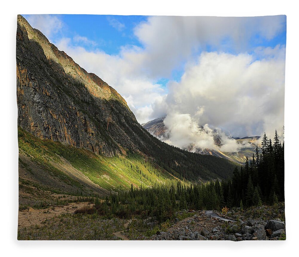 Mount Edith Hiking Trail Fleece Blanket featuring the photograph Mount Edith Cavell Hiking Path by Dan Sproul