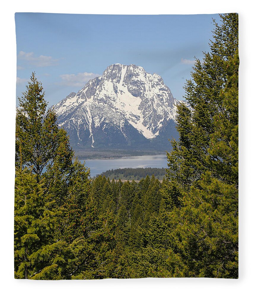 Mount Moran Framed Fleece Blanket featuring the photograph Mount Moran Framed by Dan Sproul
