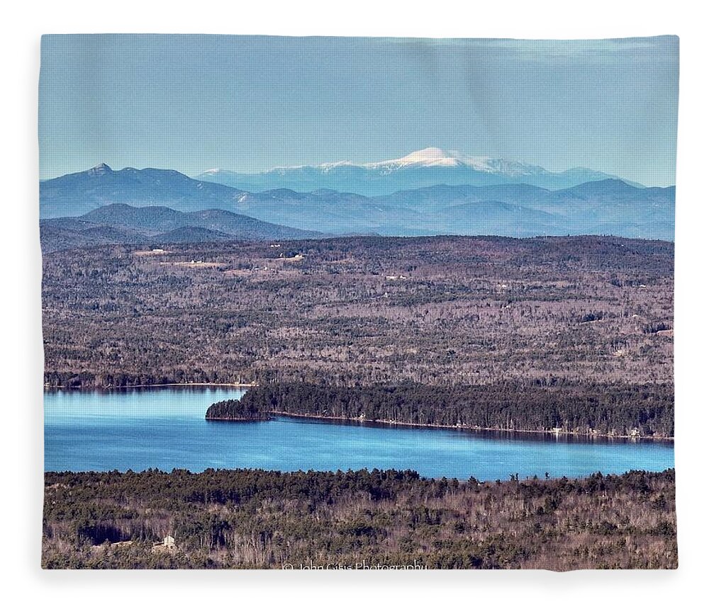  Fleece Blanket featuring the photograph Mount Washington and Chocorua over Lake Wentworth by John Gisis