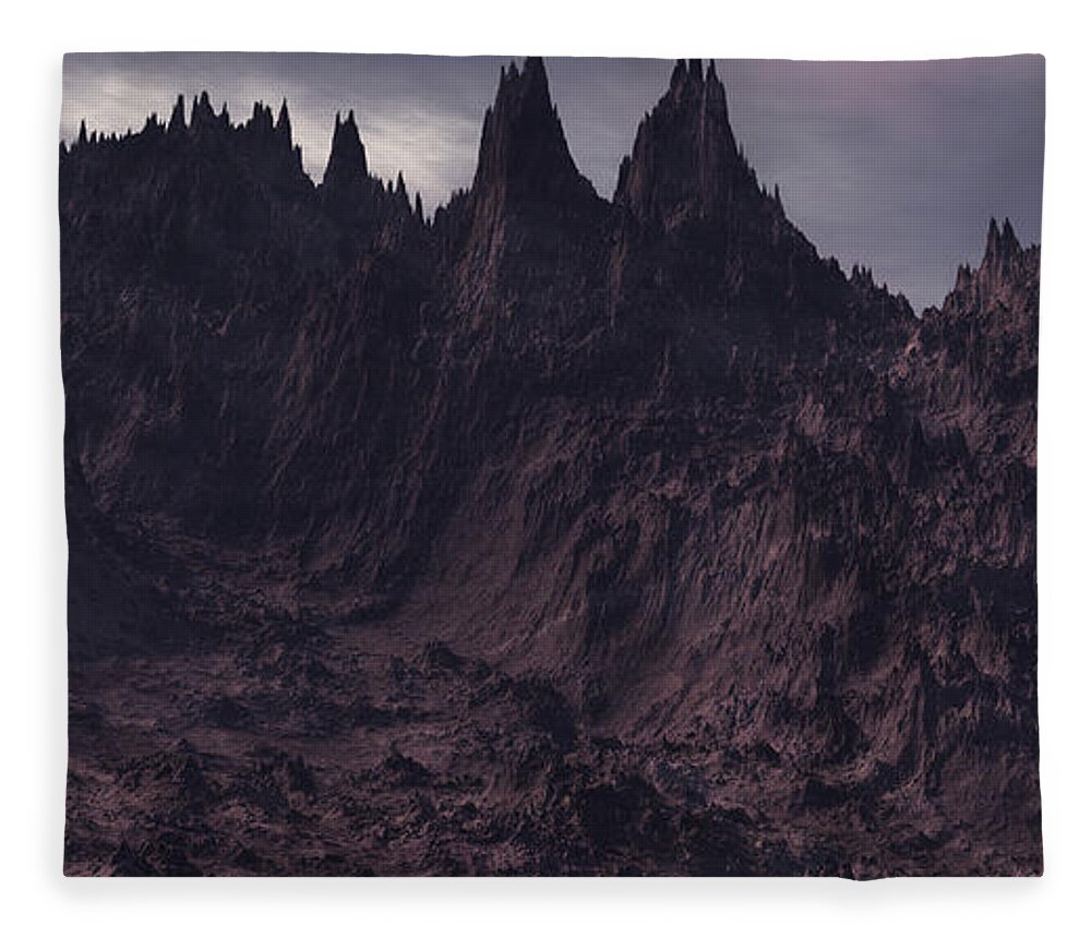 Lovecraft Fleece Blanket featuring the digital art Mountains of Madness by Bernie Sirelson