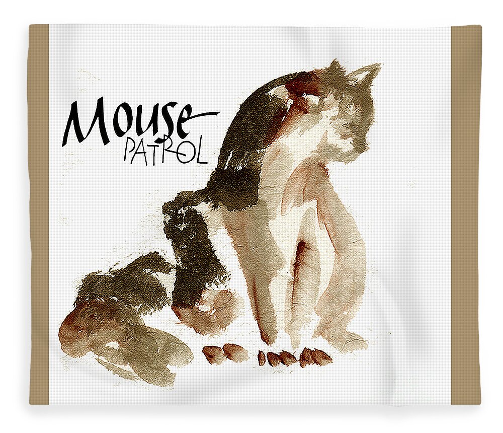 Original Watercolors Fleece Blanket featuring the painting Mouse Patrol by Chris Paschke