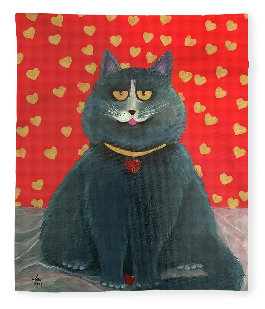 Valentines Day Fleece Blanket featuring the painting Mr. Lovey by Jane Ricker