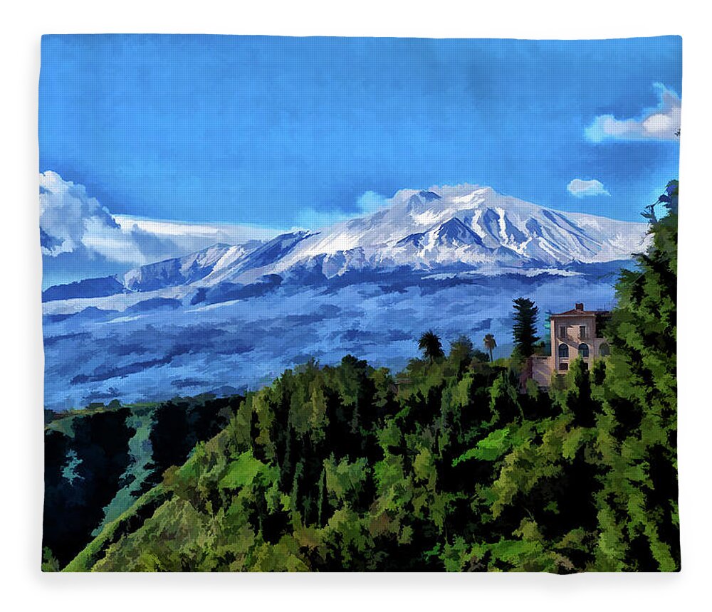 2019 Fleece Blanket featuring the photograph Mt Etna from Taormina by Monroe Payne