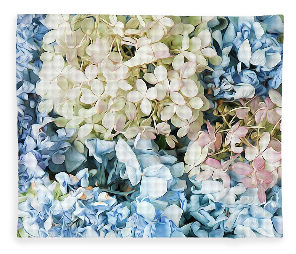 Hydrangea Fleece Blanket featuring the photograph Multi Colored Hydrangea by Theresa Tahara