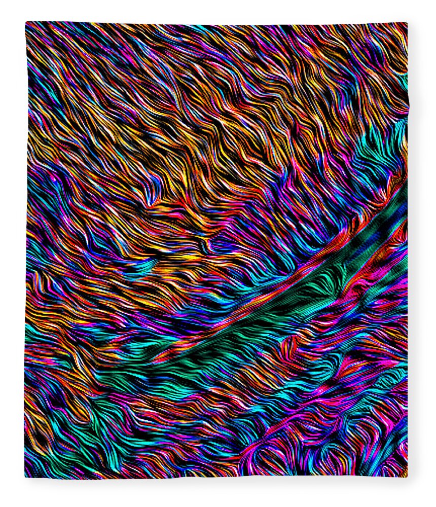 Abstract Fleece Blanket featuring the digital art Multicolored Weave - Abstract by Ronald Mills