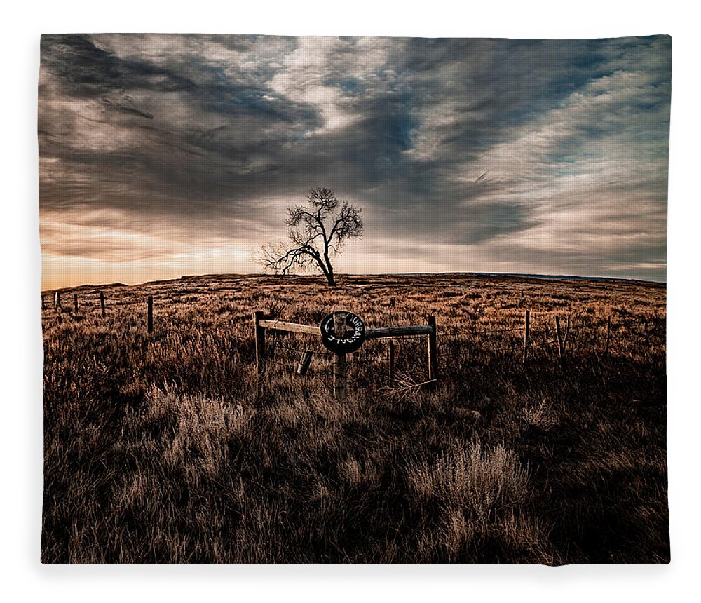 Prairie Fleece Blanket featuring the photograph Murray Tree by Darcy Dietrich
