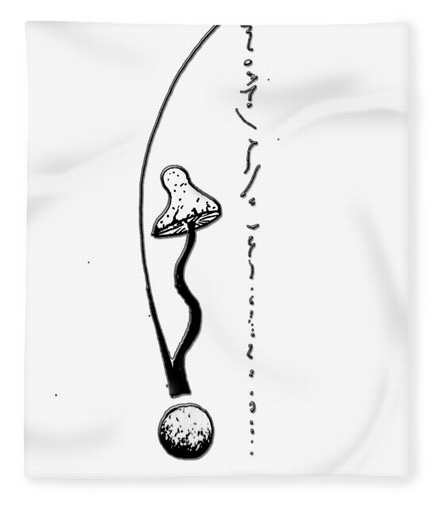  Fleece Blanket featuring the drawing Mushroom Intelligence by Raymond Fernandez