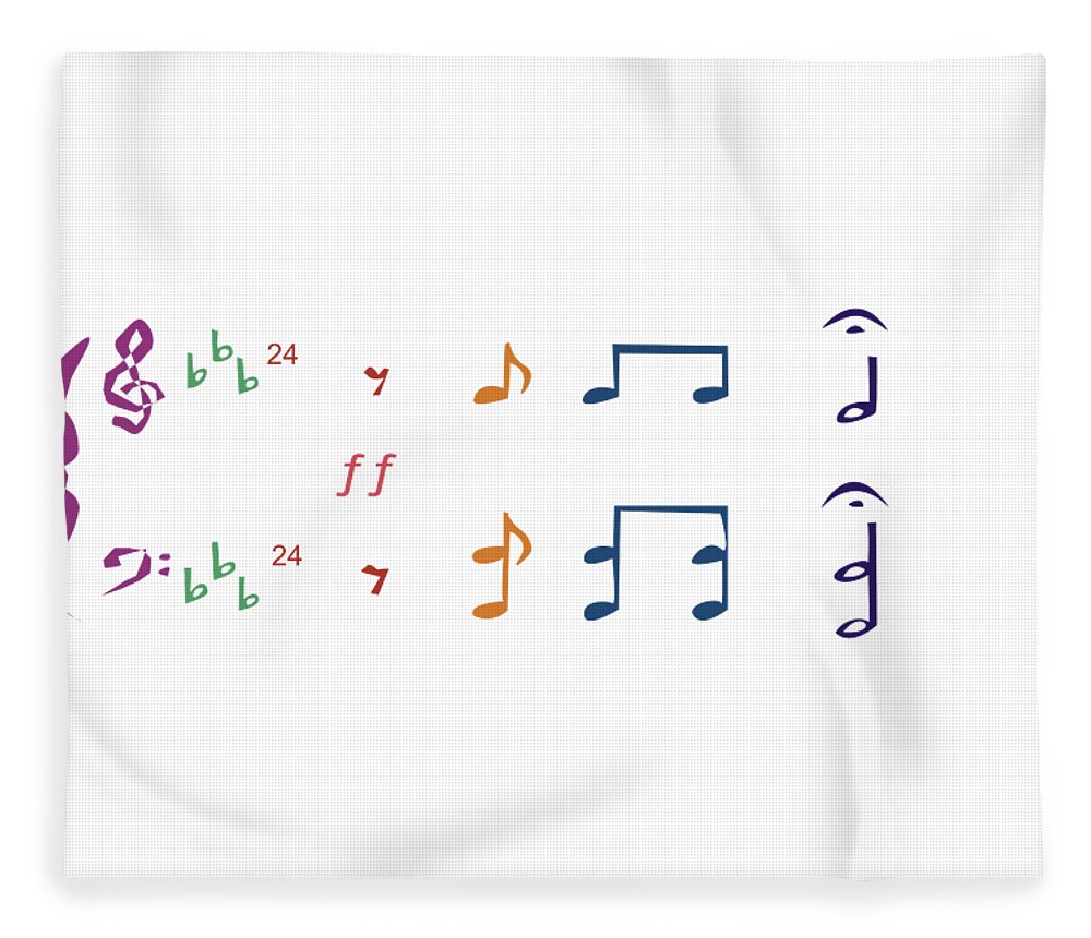 Abstract In The Living Room Fleece Blanket featuring the digital art Music Notes 1 by David Bridburg