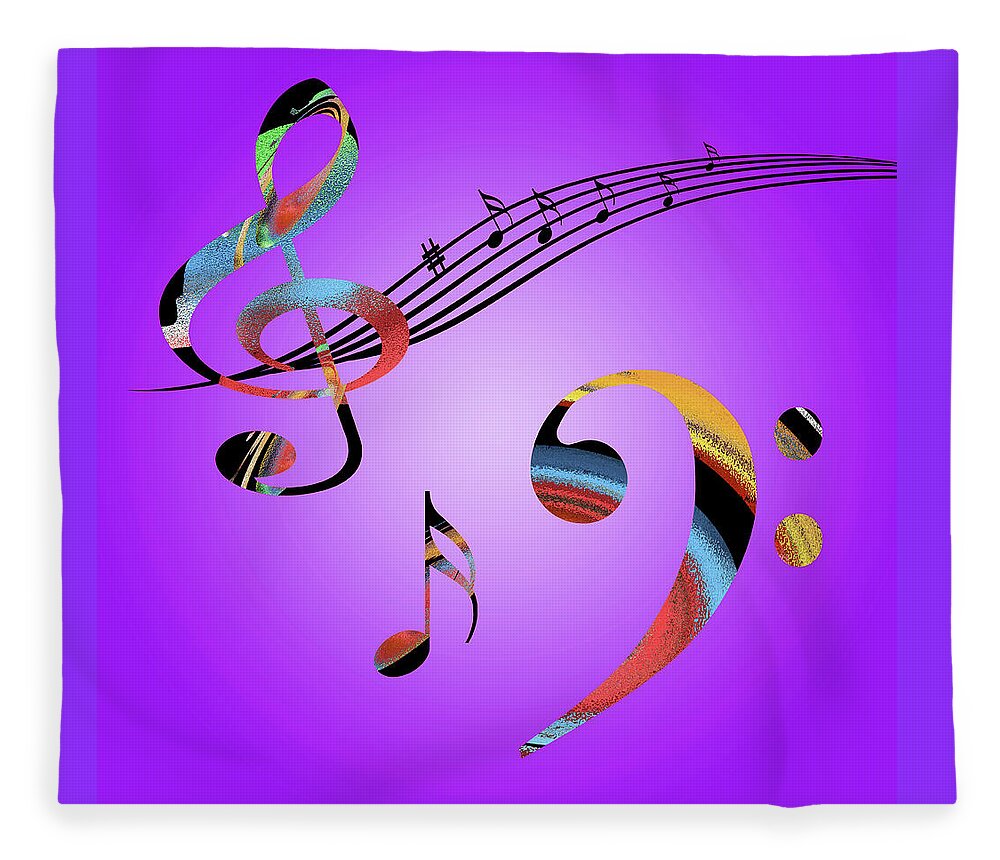 Music Fleece Blanket featuring the digital art Musical Dreams by Gill Billington