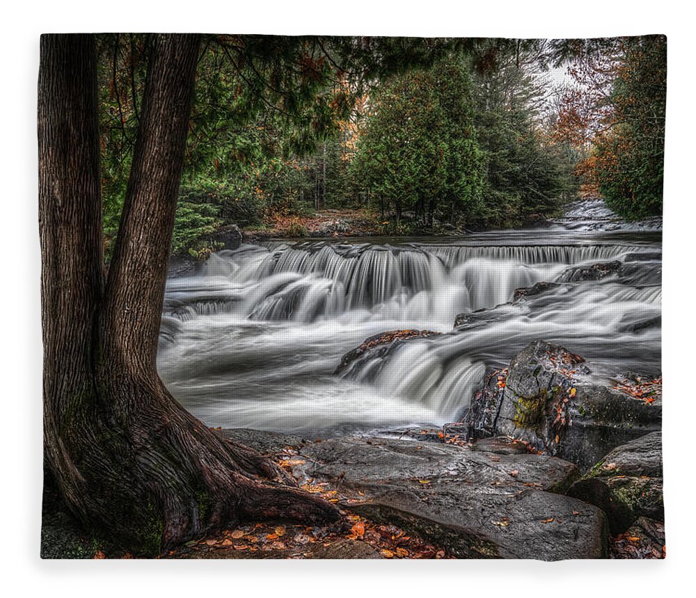 Bond Falls Fleece Blanket featuring the photograph Muted Fall by Brad Bellisle