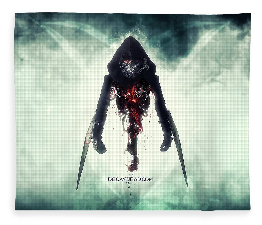 Cyberpunk Future Fleece Blanket featuring the digital art Mutilator Your nightmare is real by Argus Dorian