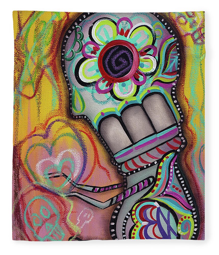 Day Of The Dead Fleece Blanket featuring the painting My Affliction by Abril Andrade