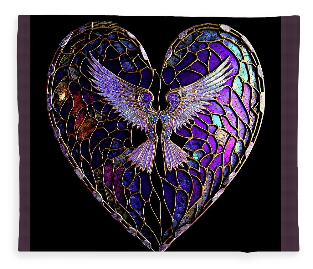 Hearts Fleece Blanket featuring the digital art My Heart Takes Wing by Peggy Collins