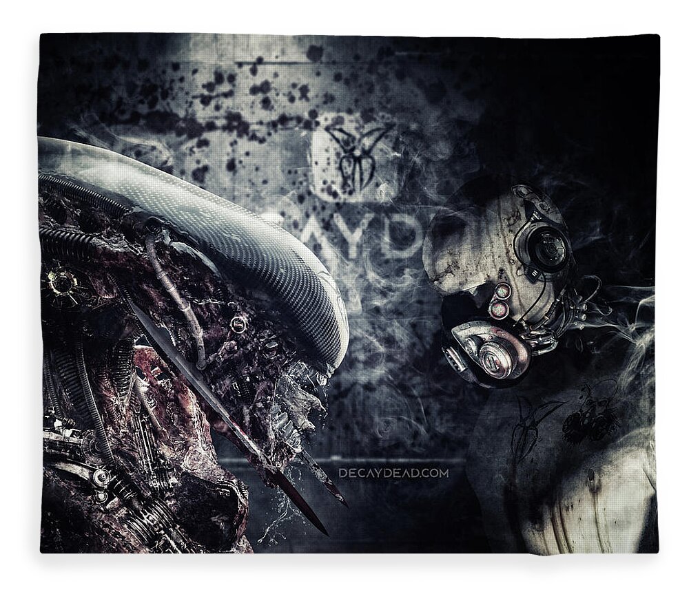 Alien Fleece Blanket featuring the digital art My Queen Dark Edition by Argus Dorian