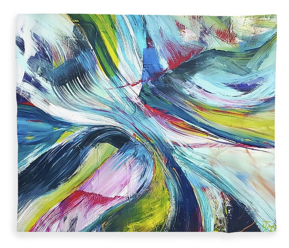 Abstract Fleece Blanket featuring the painting My Star by Jackie Ryan