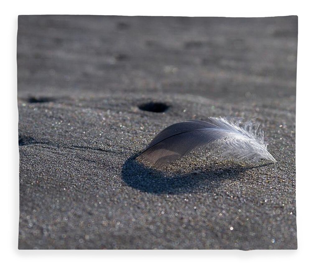 Beach Fleece Blanket featuring the photograph Mysterious Feather by Liza Eckardt