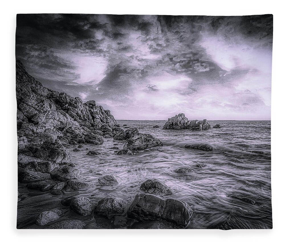 Black And White Fleece Blanket featuring the photograph Mysterious Waters by Penny Polakoff