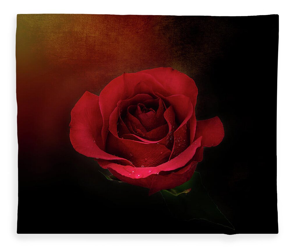 Mystic Rustic Red Rose Fleece Blanket featuring the photograph Mystic Rustic Red Rose by Gwen Gibson