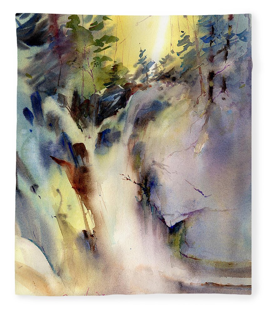 New England Scenes Fleece Blanket featuring the painting Mystical Falls by P Anthony Visco