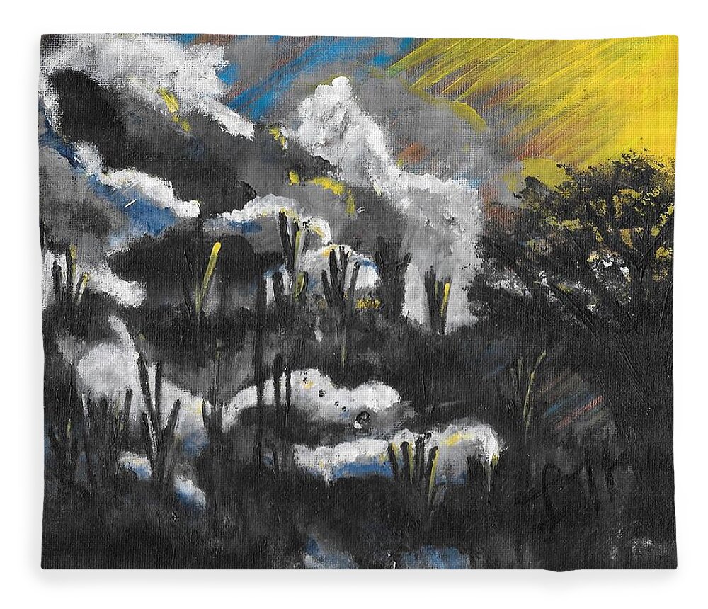 Mystical Fleece Blanket featuring the painting Mystical Mirage by Esoteric Gardens KN