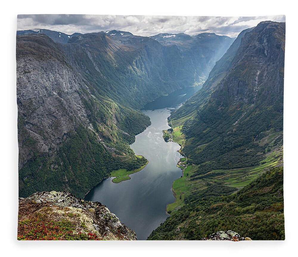 Outdoors Fleece Blanket featuring the photograph Naeroyfjord,Norway by Andreas Levi