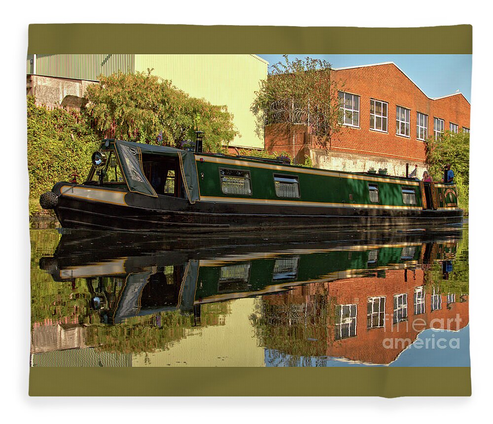 Canals Fleece Blanket featuring the photograph Narrowboat Symmetry by Stephen Melia