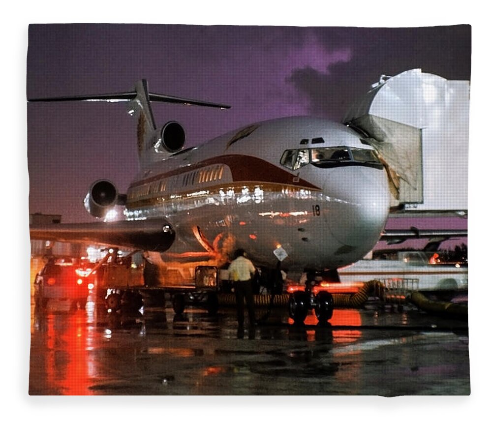 National Airlines Fleece Blanket featuring the photograph National Airlines B-727 at Miami by Erik Simonsen
