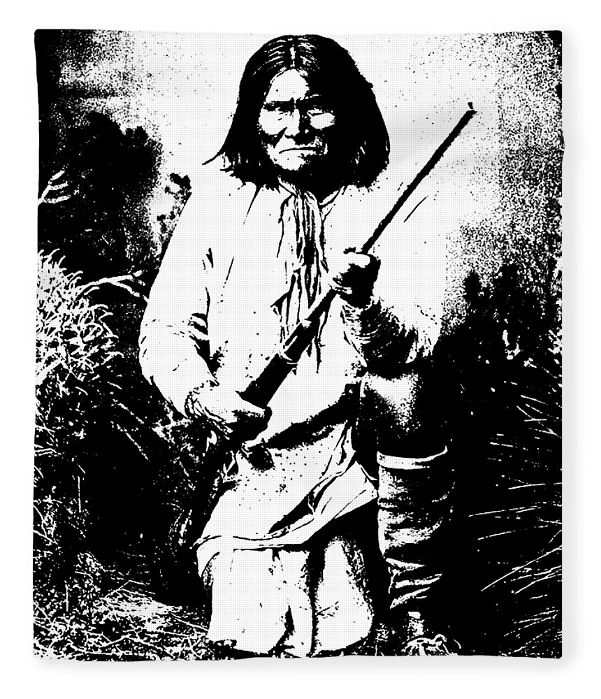 Native American Indians Apache Chief Geronimo Historical Vintage Fleece Blanket For Sale By Premium Artman