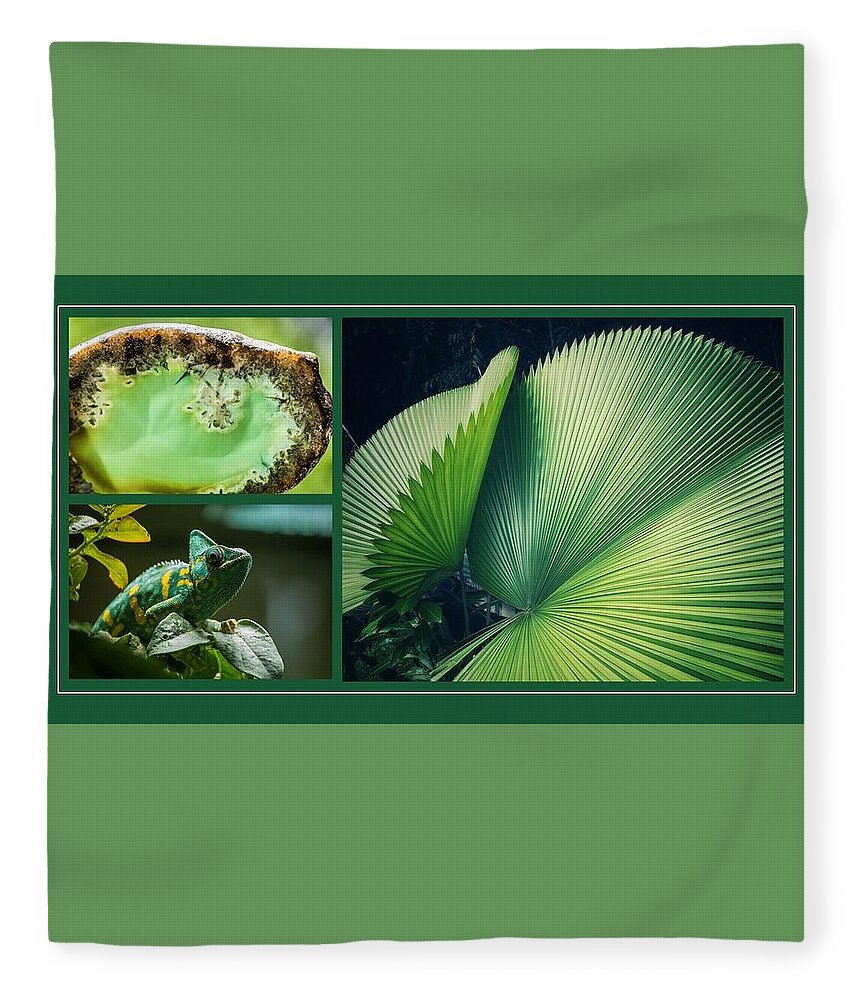 Chameleon Fleece Blanket featuring the mixed media Nature As Art by Nancy Ayanna Wyatt