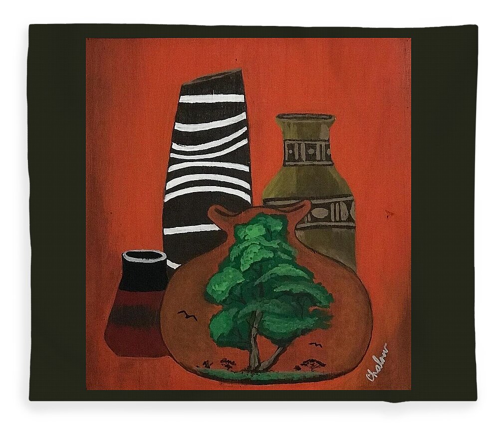  Fleece Blanket featuring the painting Nature Vase by Charles Young