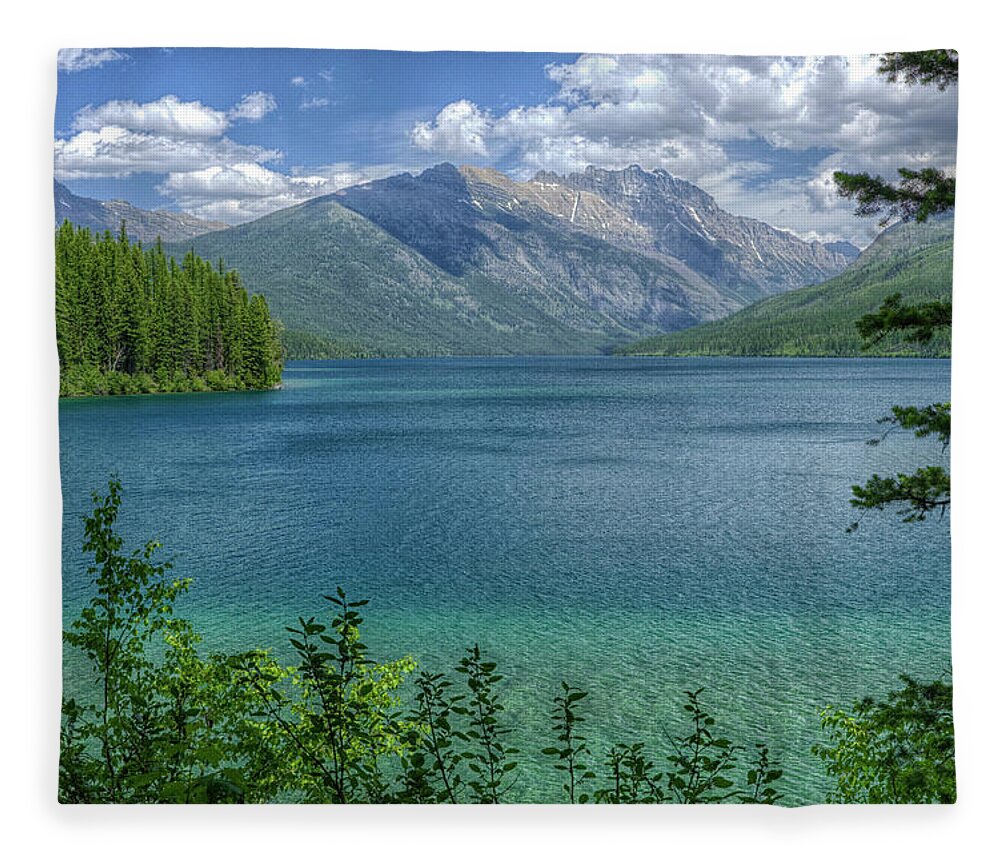 Stunning Kintla Lake In Glacier National Park Fleece Blanket featuring the photograph Natures amazing ways by Carolyn Hall