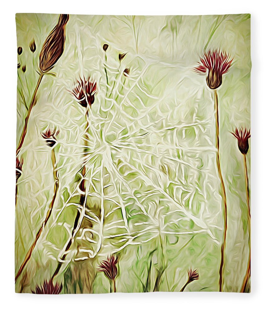 Thistle Fleece Blanket featuring the mixed media Natures Delight by Susan Hope Finley