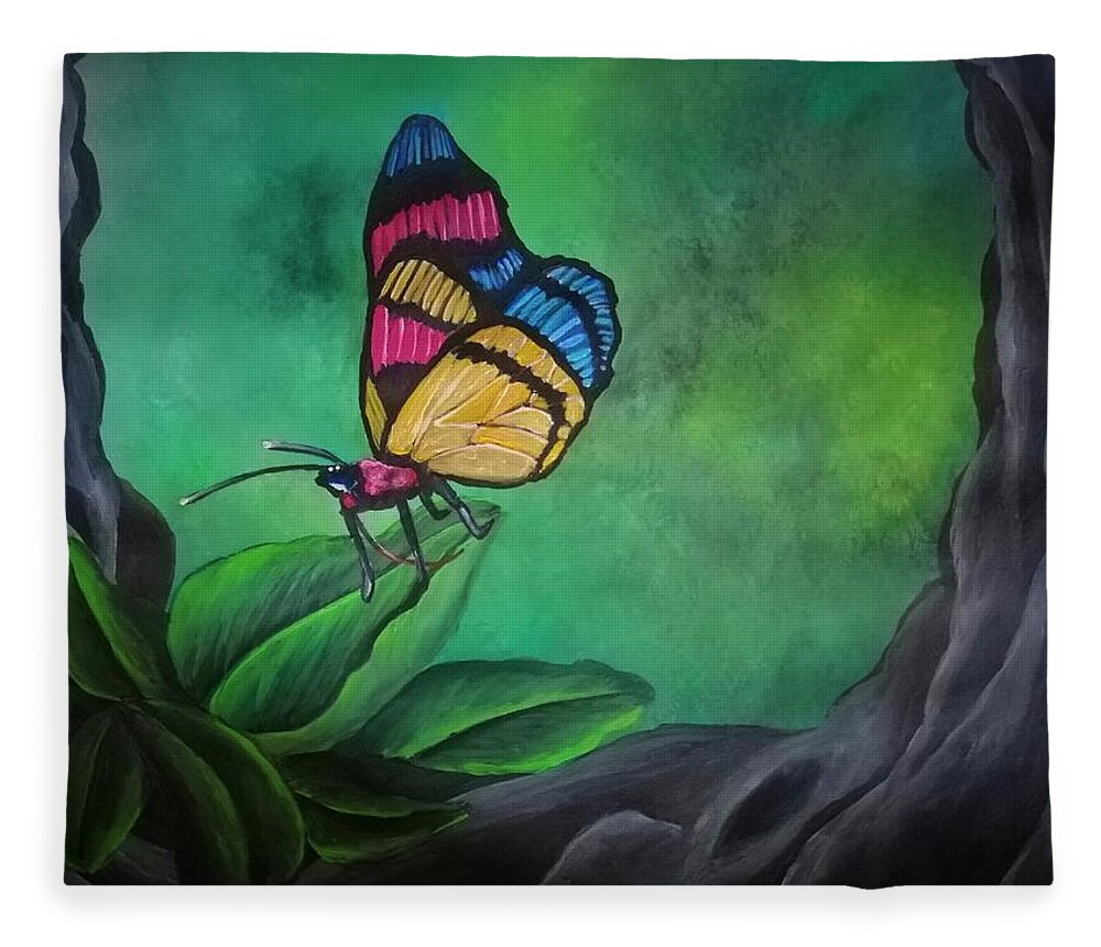 Butterfly Fleece Blanket featuring the painting Painted beauty by Tara Krishna