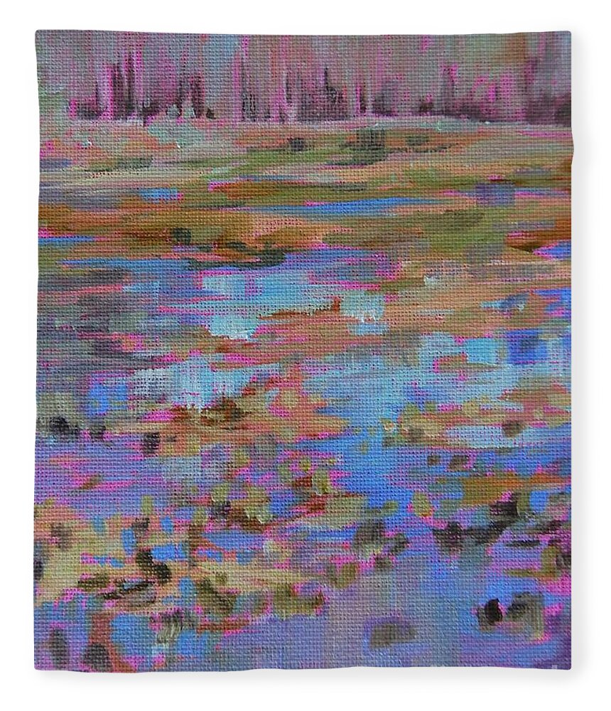 Landscape Fleece Blanket featuring the painting Nature's Jewelbox by K M Pawelec