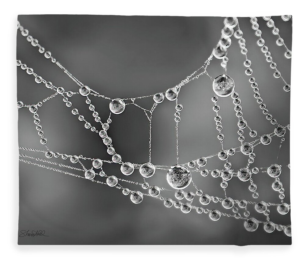 Spider Web Fleece Blanket featuring the photograph Natures Jewels by Shara Abel