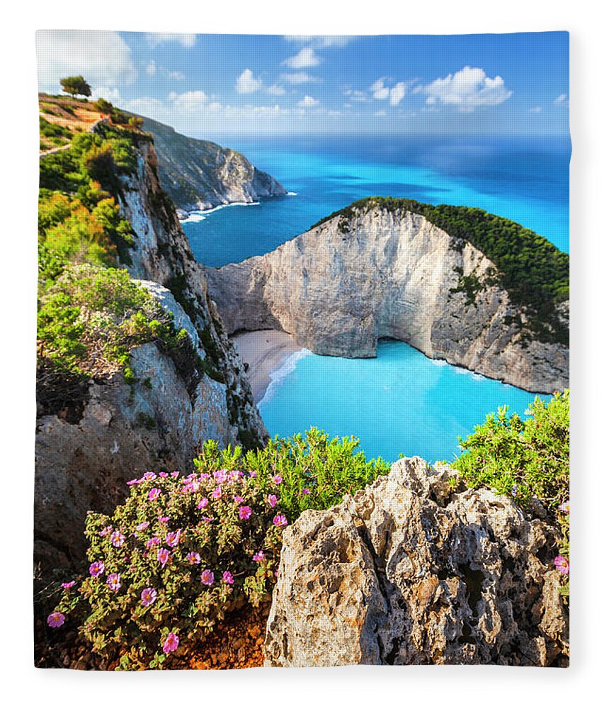 Greece Fleece Blanket featuring the photograph Navagio Bay by Evgeni Dinev