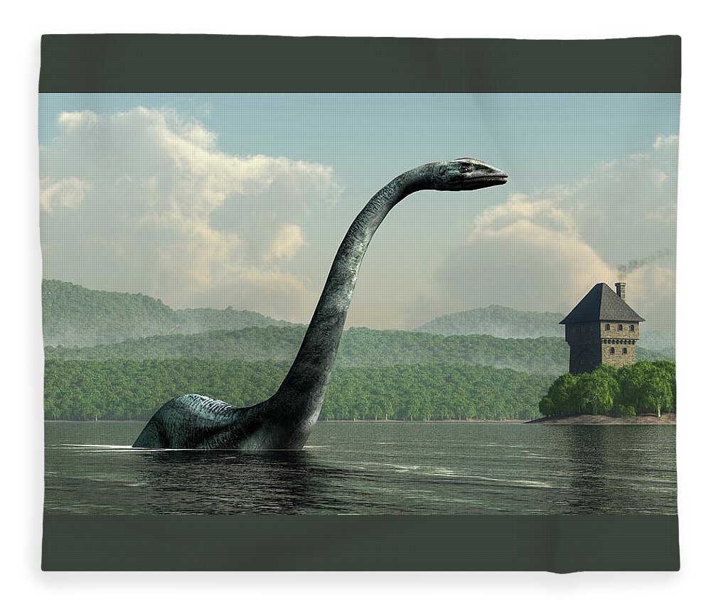 Loch Ness Monster Fleece Blanket featuring the digital art Nessie by Daniel Eskridge