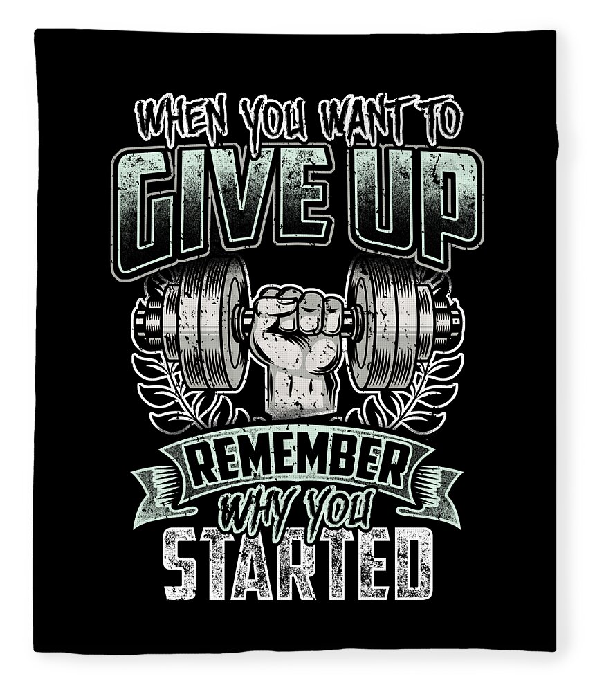 Never Give Up Fitness Training Gym Motivation Fleece Blanket by Mister Tee  - Pixels