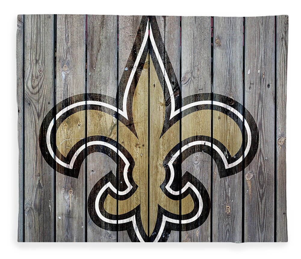 New Orleans Saints Fleece Blanket featuring the digital art New Orleans Saints Wood Art by CAC Graphics