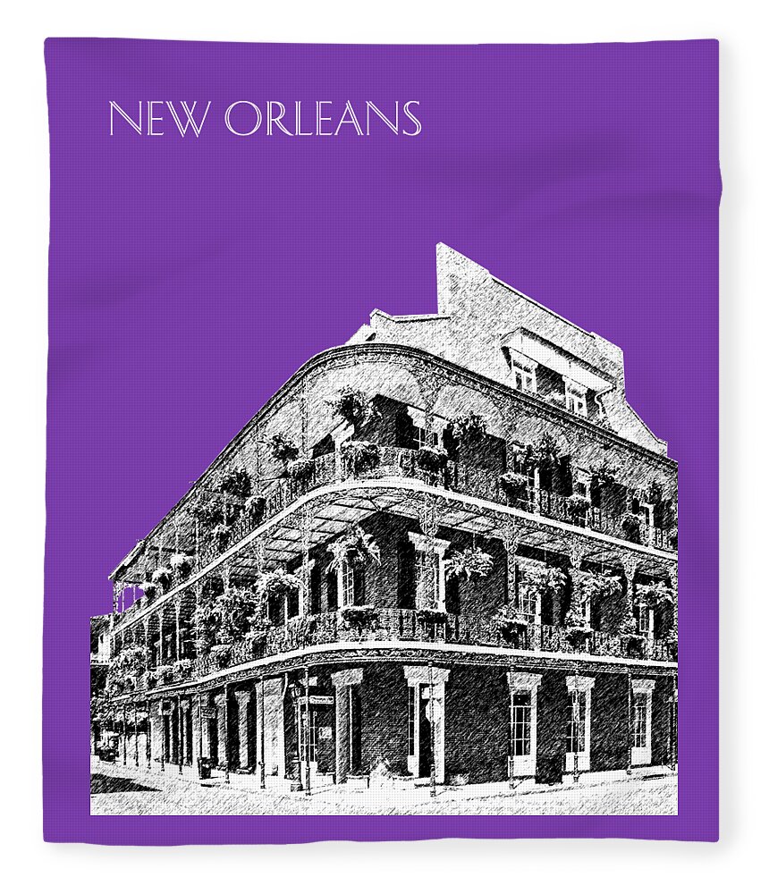 Architecture Fleece Blanket featuring the digital art New Orleans Skyline French Quarter - Silver by DB Artist