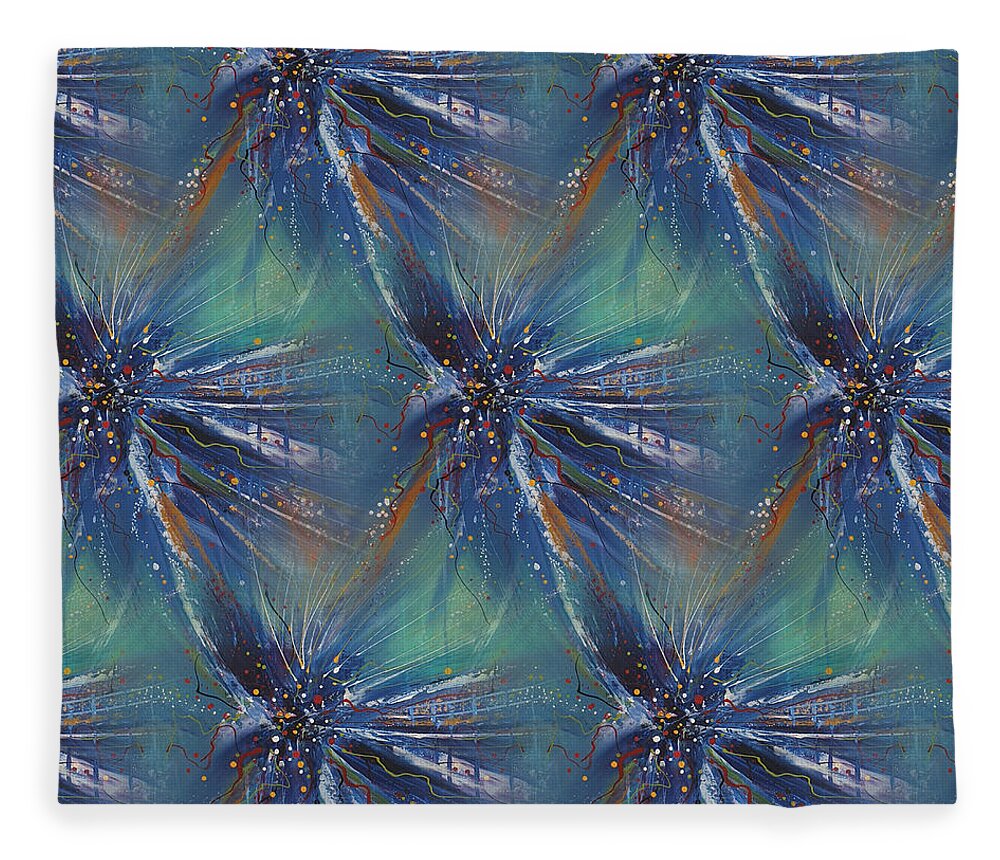 Drop Fleece Blanket featuring the digital art New Year - Blur Kaleidoscope by Themayart