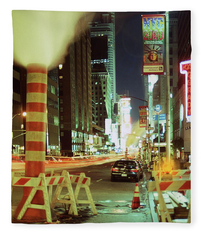 Times Square Fleece Blanket featuring the photograph New York City Nights 4 by Mike McGlothlen