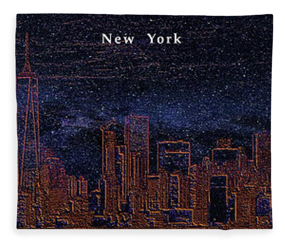 New Fleece Blanket featuring the digital art New York - The Golden City by Chris Bee