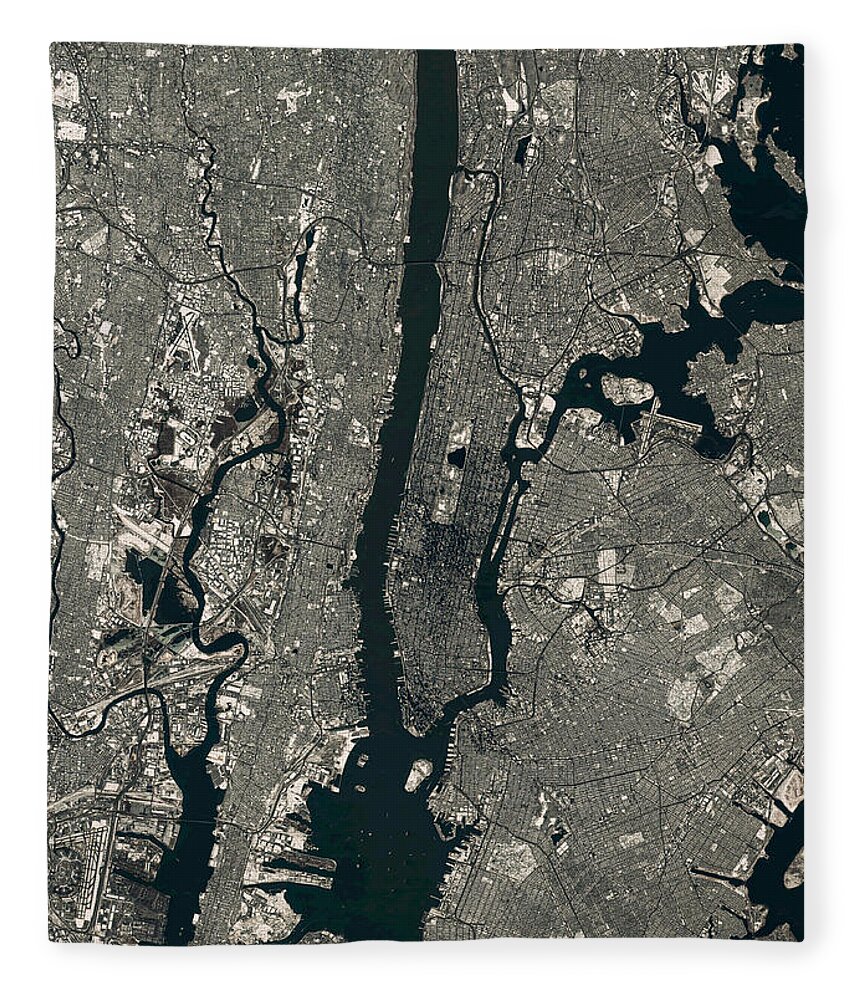 Satellite Image Fleece Blanket featuring the digital art New York Winter by Christian Pauschert