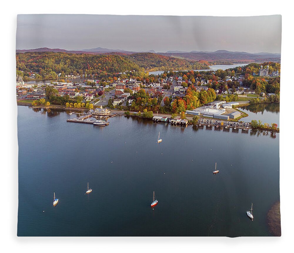 Fall Fleece Blanket featuring the photograph Newport Vermont Waterfront 2020 by John Rowe