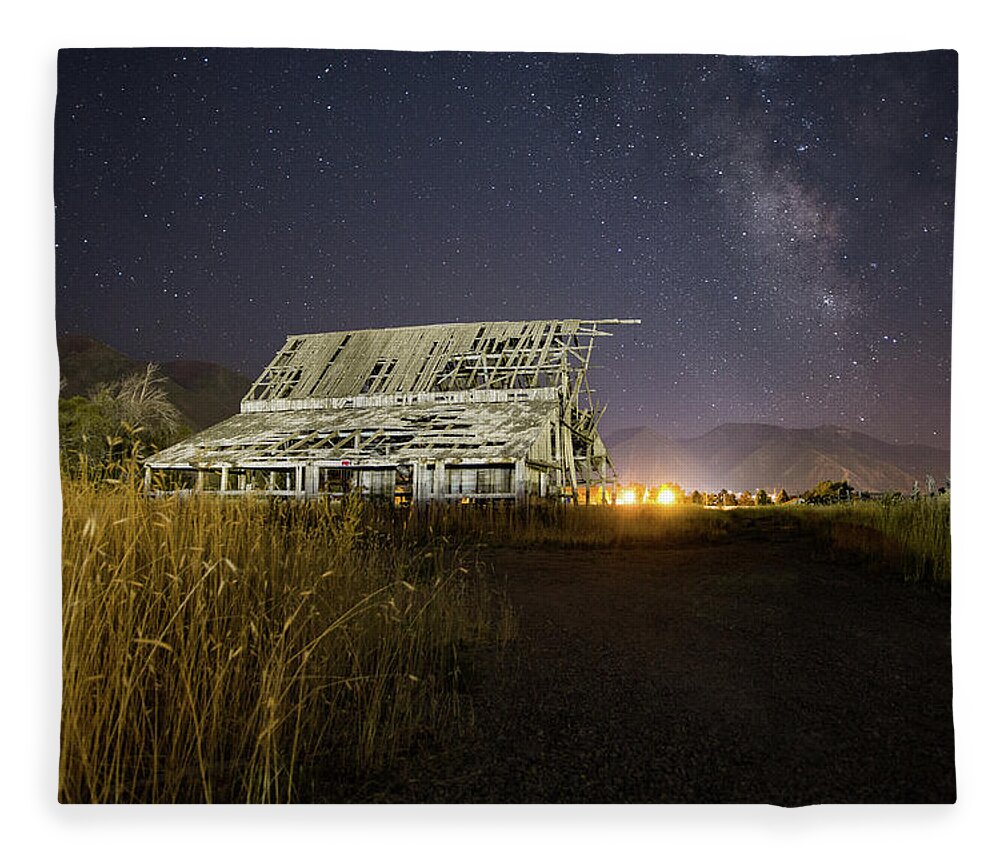Barn Fleece Blanket featuring the photograph Night Barn by Wesley Aston